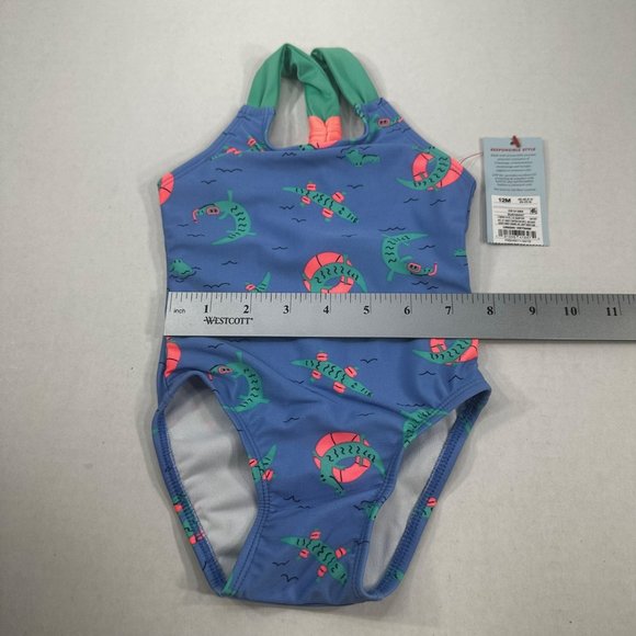 Cat And Jack Girl's Size 12 Month Swim Suit One Piece Blue New With Tags - Picture 9 of 12
